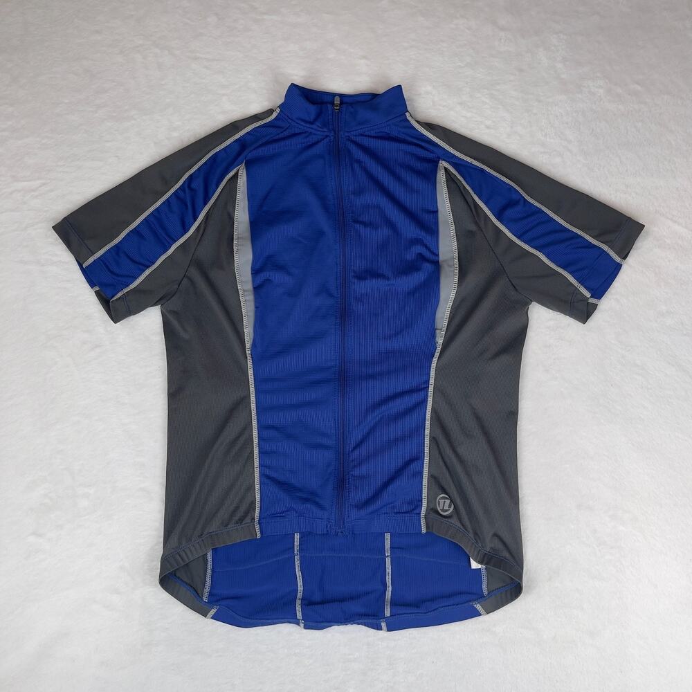 Novara Cycling Jersey Men's XL Blue Lapis Gray Short‎ Sleeve Sprint Full Zipper